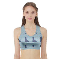 Deer Boots Teal Blue Sports Bra With Border by snowwhitegirl