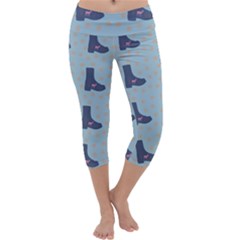 Deer Boots Teal Blue Capri Yoga Leggings by snowwhitegirl