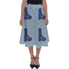 Deer Boots Teal Blue Perfect Length Midi Skirt