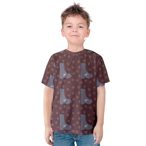 Deer Boots Brown Kids  Cotton Tee by snowwhitegirl