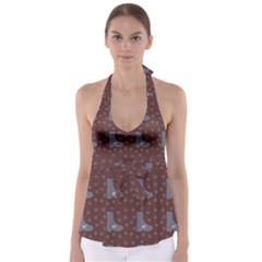 Deer Boots Brown Babydoll Tankini Top by snowwhitegirl