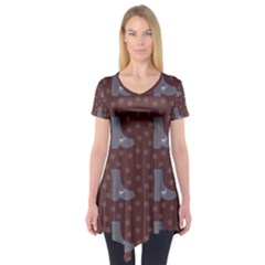 Deer Boots Brown Short Sleeve Tunic  by snowwhitegirl