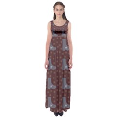 Deer Boots Brown Empire Waist Maxi Dress by snowwhitegirl