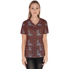 Deer Boots Brown Scrub Top by snowwhitegirl