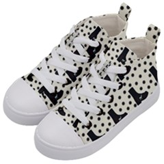 Deer Boots White Black Kid s Mid-top Canvas Sneakers by snowwhitegirl