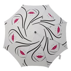 Makeup Face Girl Sweet Hook Handle Umbrellas (large)