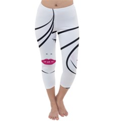 Makeup Face Girl Sweet Capri Winter Leggings 