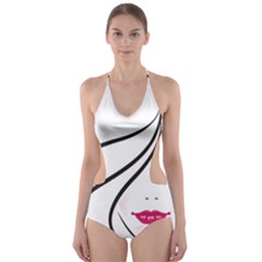 Makeup Face Girl Sweet Cut-out One Piece Swimsuit