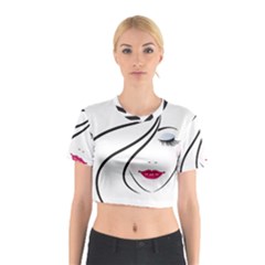 Makeup Face Girl Sweet Cotton Crop Top