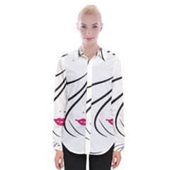 Makeup Face Girl Sweet Womens Long Sleeve Shirt