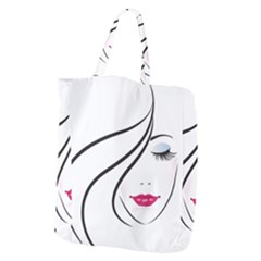 Makeup Face Girl Sweet Giant Grocery Zipper Tote by Mariart