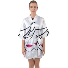 Makeup Face Girl Sweet Quarter Sleeve Kimono Robe by Mariart