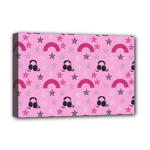 Music Stars Rose Pink Deluxe Canvas 18  X 12   by snowwhitegirl