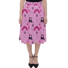 Music Stars Rose Pink Folding Skater Skirt by snowwhitegirl