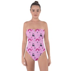 Music Stars Rose Pink Tie Back One Piece Swimsuit by snowwhitegirl