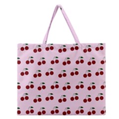 Pink Cherries Zipper Large Tote Bag by snowwhitegirl