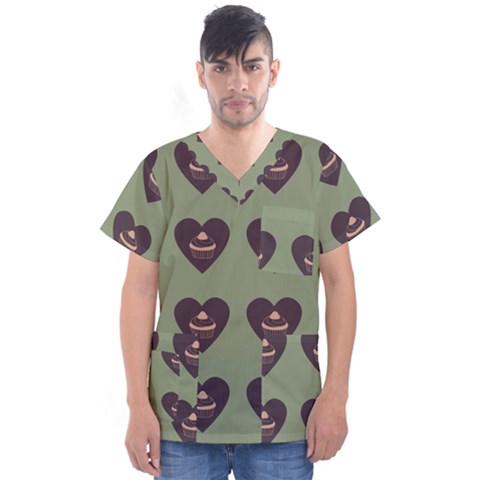 Cupcake Green Men s V-neck Scrub Top by snowwhitegirl