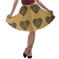 Cupcake Pumpkin Orange Grey A-line Skater Skirt by snowwhitegirl