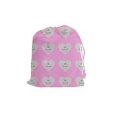 Cupcake Pink Grey Drawstring Pouches (medium)  by snowwhitegirl