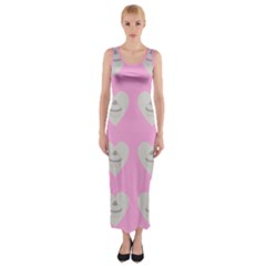 Cupcake Pink Grey Fitted Maxi Dress by snowwhitegirl