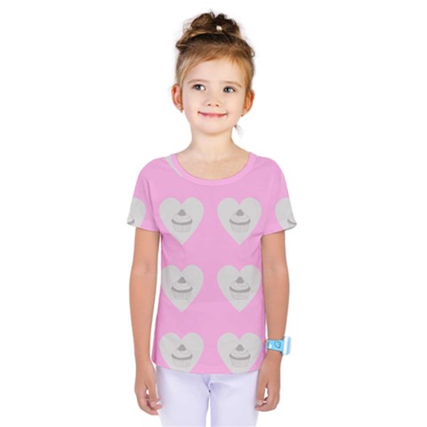 Cupcake Pink Grey Kids  One Piece Tee by snowwhitegirl