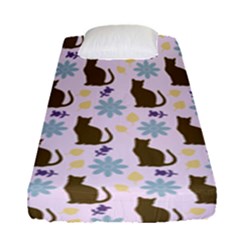 Outside Brown Cats Fitted Sheet (single Size) by snowwhitegirl