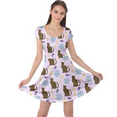 Outside Brown Cats Cap Sleeve Dress by snowwhitegirl