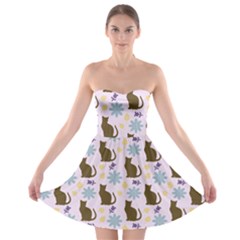 Outside Brown Cats Strapless Bra Top Dress by snowwhitegirl