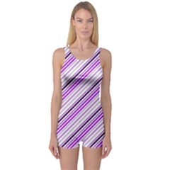 Purple Diagonal Lines One Piece Boyleg Swimsuit by snowwhitegirl