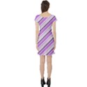 Purple Diagonal Lines Short Sleeve Skater Dress View2