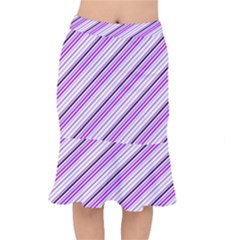 Purple Diagonal Lines Mermaid Skirt by snowwhitegirl