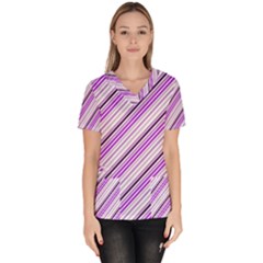 Purple Diagonal Lines Scrub Top