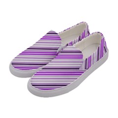 Purple Diagonal Lines Women s Canvas Slip Ons by snowwhitegirl