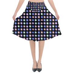 Blue Peach Green Eggs On Black Flared Midi Skirt by snowwhitegirl