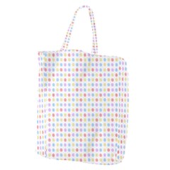 Blue Pink Yellow Eggs On White Giant Grocery Zipper Tote