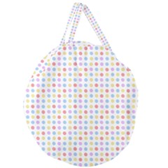 Blue Pink Yellow Eggs On White Giant Round Zipper Tote by snowwhitegirl