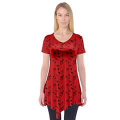 Red Music Short Sleeve Tunic  by snowwhitegirl