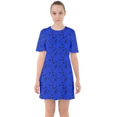 Royal Blue Music Sixties Short Sleeve Mini Dress