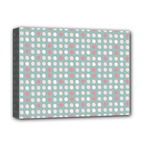 Pink Peach Grey Eggs On Teal Deluxe Canvas 16  X 12   by snowwhitegirl