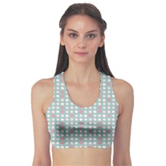 Pink Peach Grey Eggs On Teal Sports Bra by snowwhitegirl