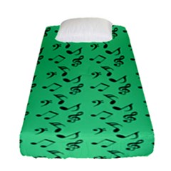 Green Music Fitted Sheet (single Size) by snowwhitegirl