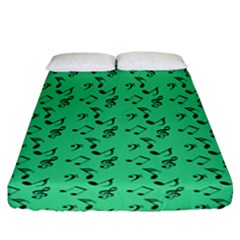 Green Music Fitted Sheet (california King Size) by snowwhitegirl