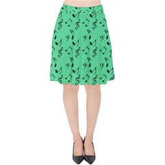 Green Music Velvet High Waist Skirt