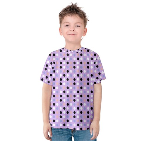 Black White Pink Blue Eggs On Violet Kids  Cotton Tee by snowwhitegirl