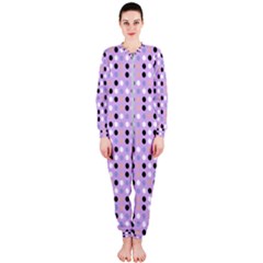 Black White Pink Blue Eggs On Violet Onepiece Jumpsuit (ladies)  by snowwhitegirl