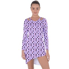 Black White Pink Blue Eggs On Violet Asymmetric Cut-out Shift Dress by snowwhitegirl