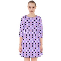 Black White Pink Blue Eggs On Violet Smock Dress by snowwhitegirl