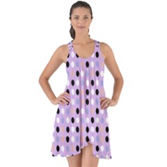 Black White Pink Blue Eggs On Violet Show Some Back Chiffon Dress