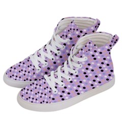 Black White Pink Blue Eggs On Violet Women s Hi-top Skate Sneakers