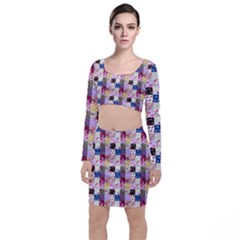 Quilt Of My Patterns Small Long Sleeve Crop Top & Bodycon Skirt Set